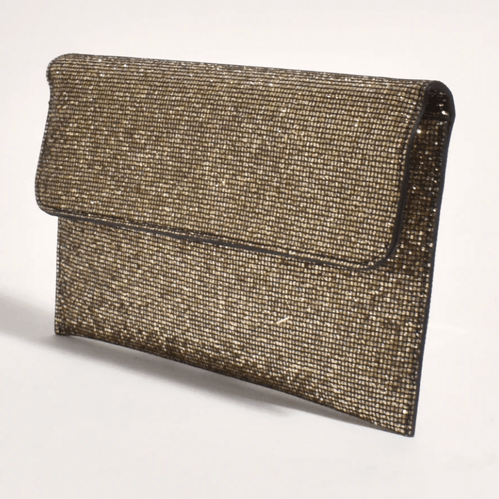 Ruby Rhinestone Fold Over Clutch - Gold - AD11 - Pizazz BoutiqueAdorne
