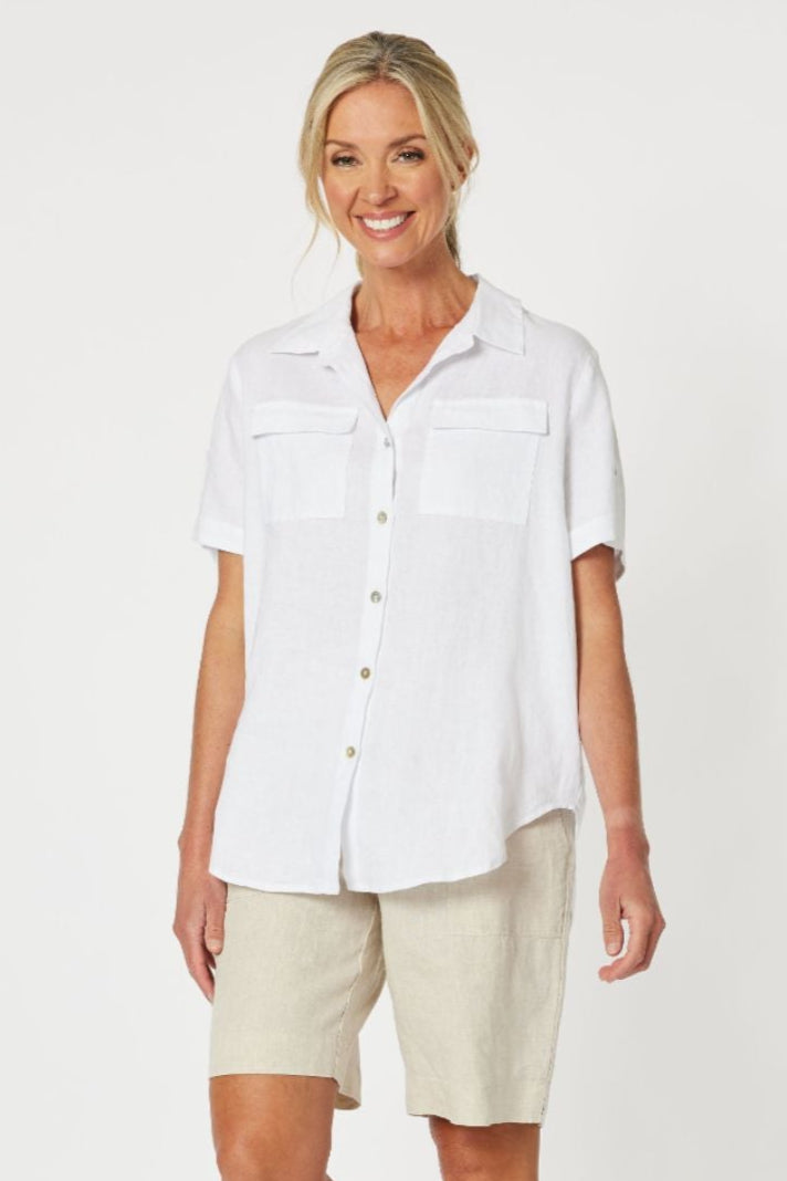 Safari Linen Shirt - White - GS16