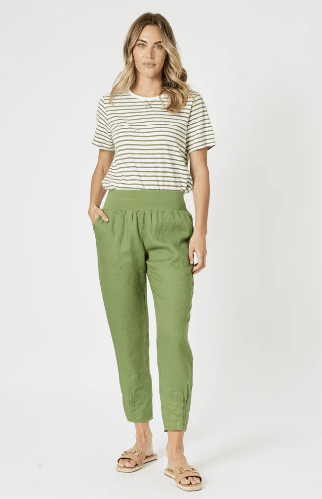 Sarah Linen Pant - Basil - GS1 - Pizazz BoutiqueGordon smith