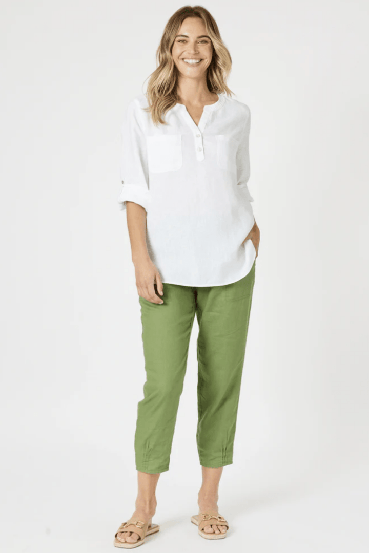 Sarah Linen Pant - Basil - GS1 - Pizazz BoutiqueGordon smith