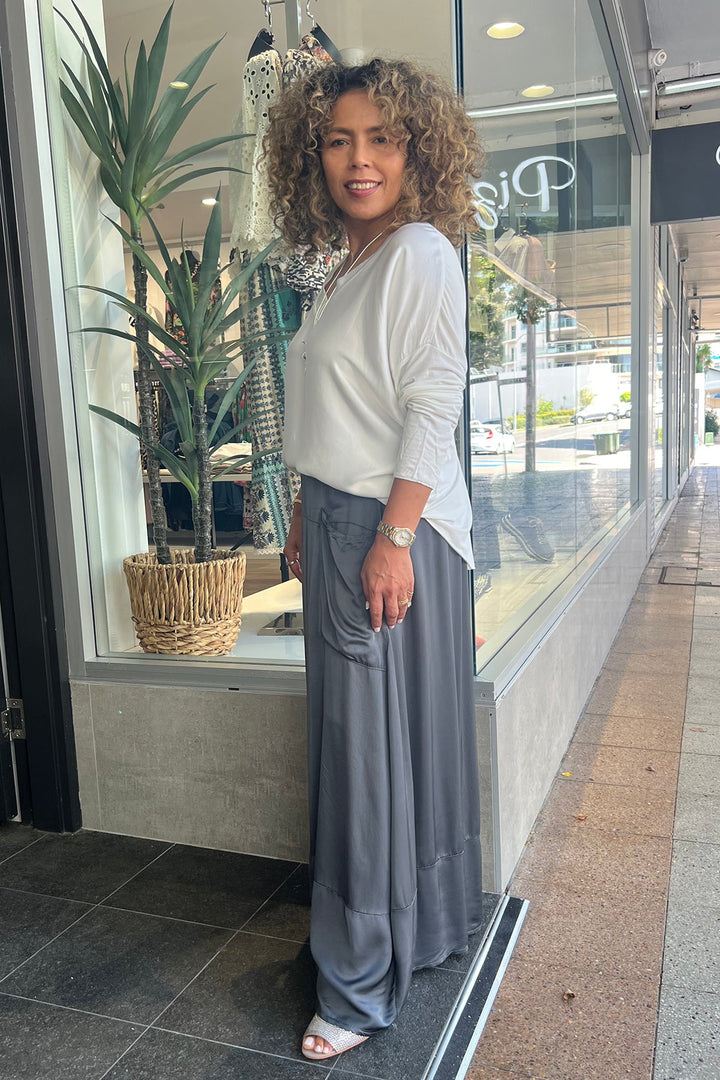 Sariah Silk Skirt - Charcoal - CG7 - Pizazz BoutiqueCindy G