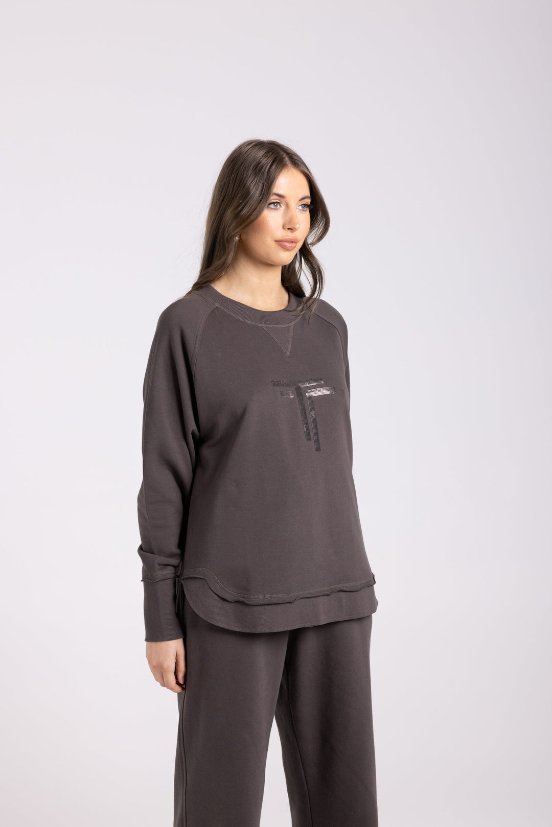 Sequined Sweat - Espresso - TT64 - Pizazz BoutiqueTwo - T's