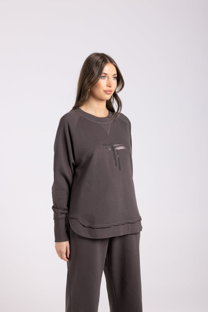 Sequined Sweat - Espresso - TT64 - Pizazz BoutiqueTwo - T's