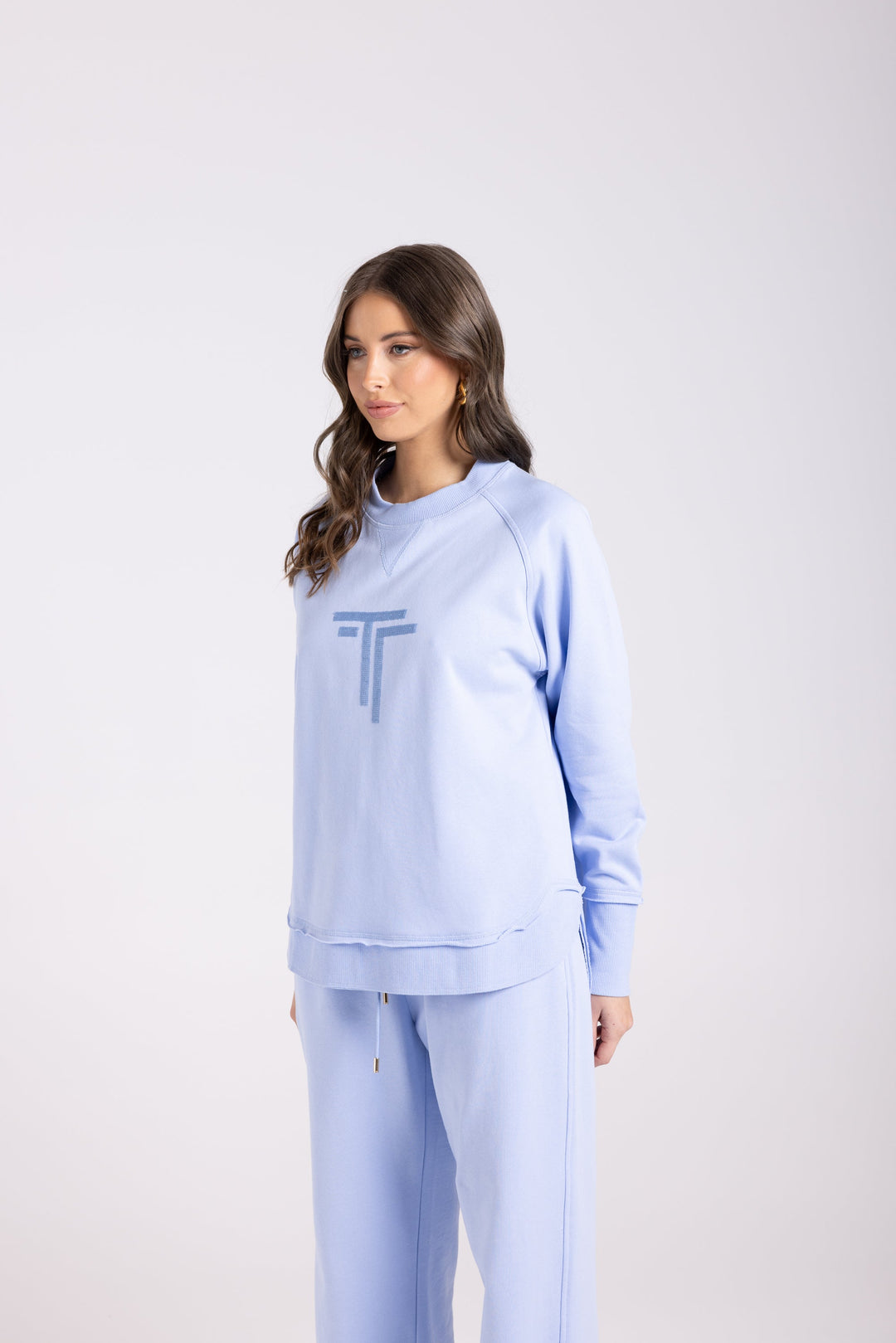 Sequined Sweat - Powder Blue - TT64 - Pizazz BoutiqueTwo - T's