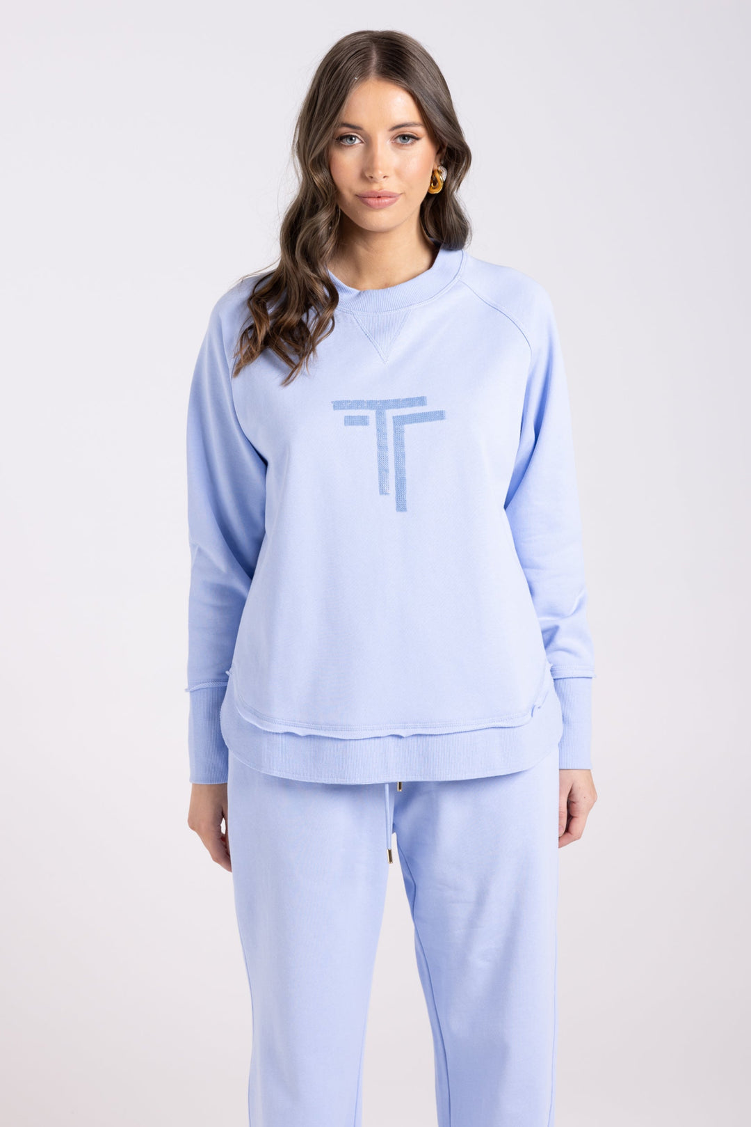 Sequined Sweat - Powder Blue - TT64 - Pizazz BoutiqueTwo - T's