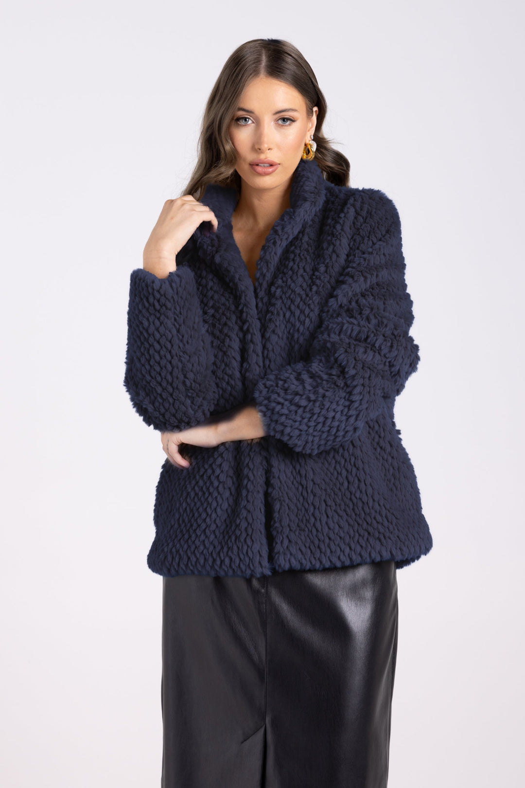 Short Teddy Coat - Navy - TT27 - Pizazz BoutiqueTwo - T's