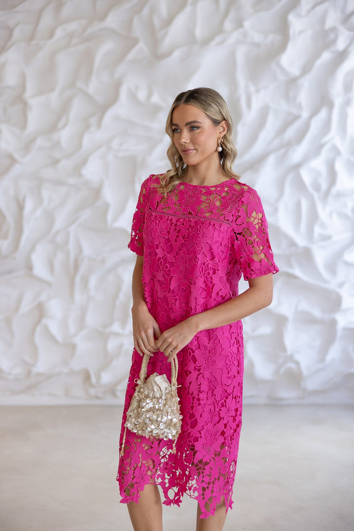 Sienna Lace Dress - Raspberry - TT14 - Pizazz BoutiqueSpice Up