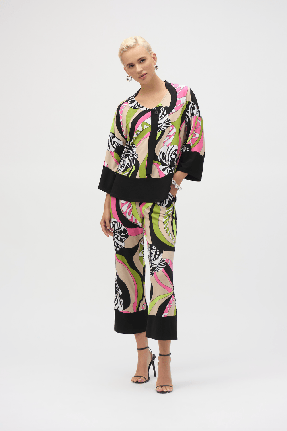 Silky Retro Print Tunic - Black/Multi - JR60 - Pizazz BoutiqueJoseph Ribkoff