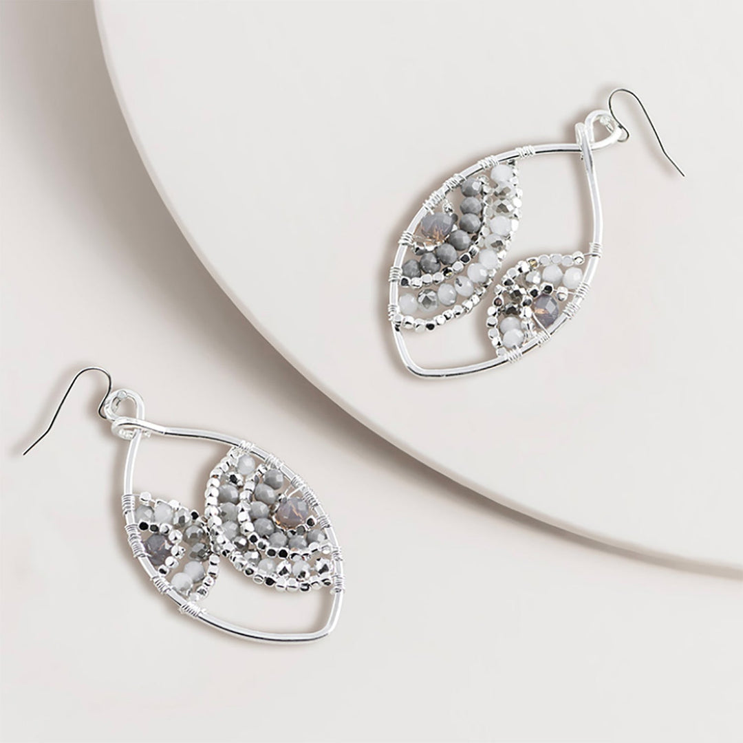 Sliver & Grey Bead Teardrop Earrings - SM2 - Pizazz BoutiqueSpice Up