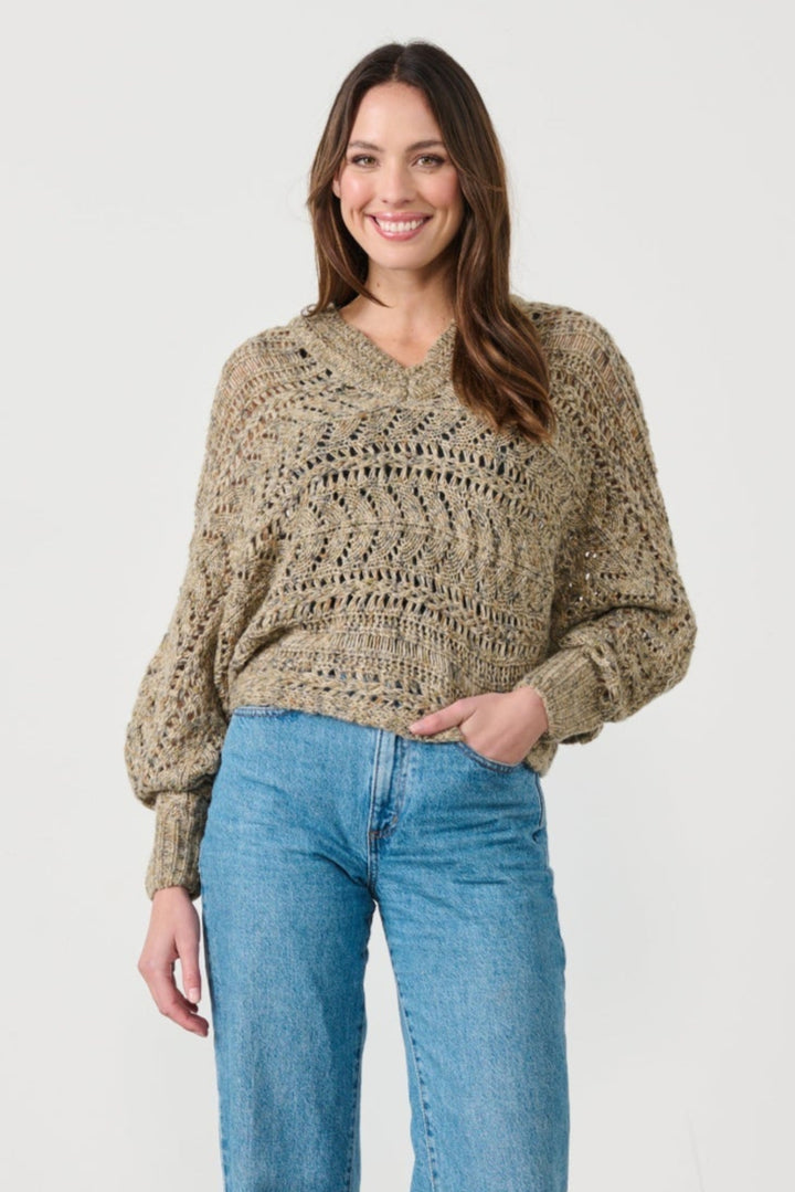 Sonya V - Neck Knit - CJ7 - Pizazz BoutiqueCaju