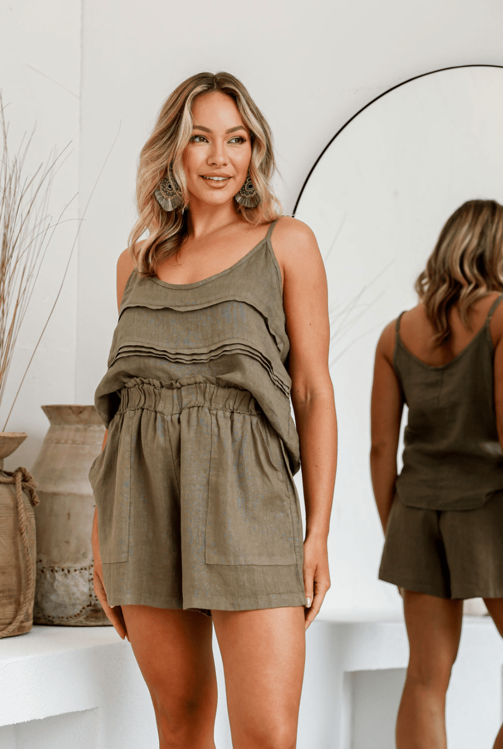 Spiaggia Linen Short - Slate - FA34 - Pizazz BoutiqueFree Angel