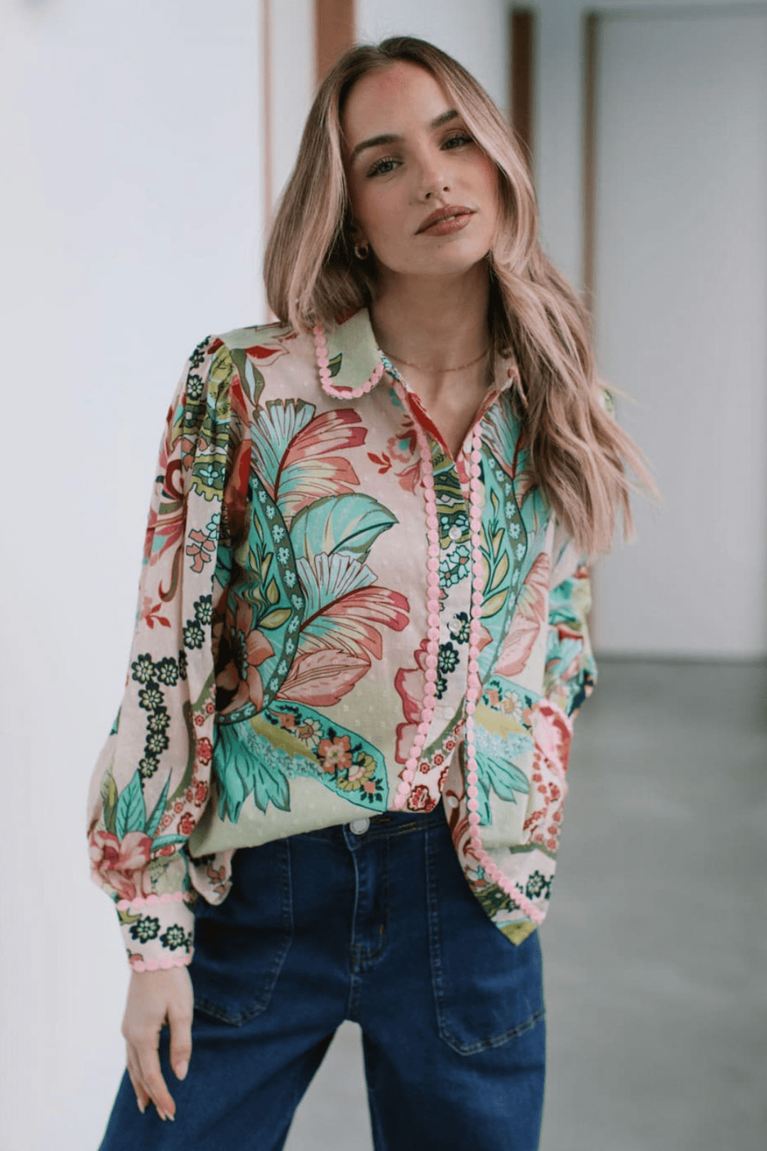 St Tropez Blouse - Multi Dobby - JG5 - Pizazz BoutiqueJoop & Gypsy