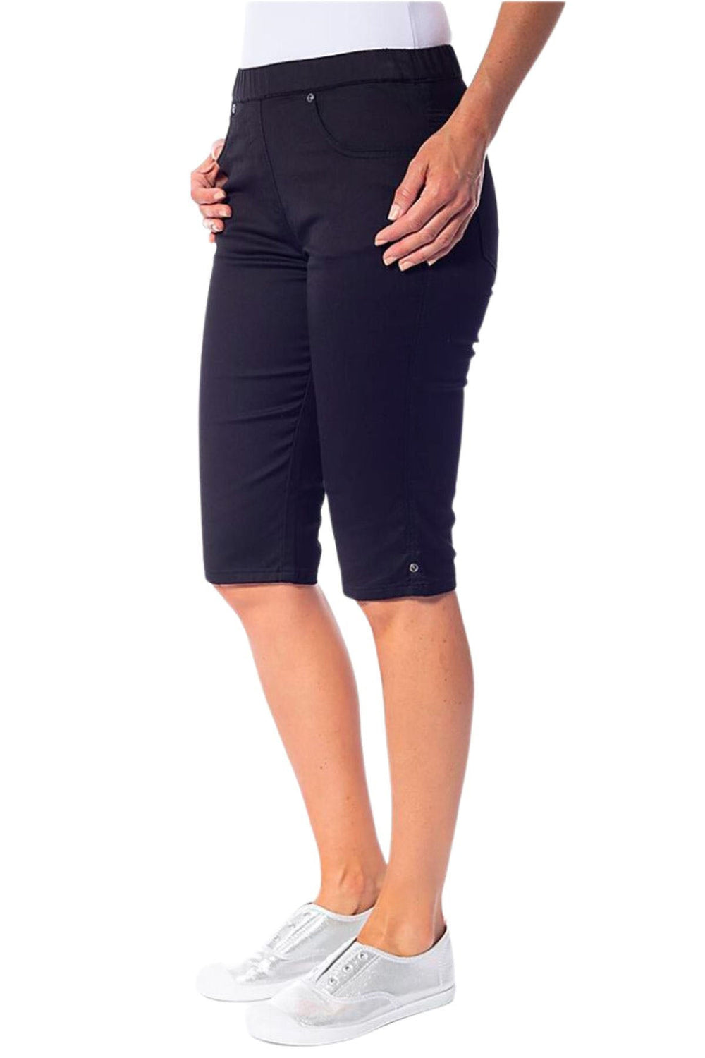 Stretch Pull On Jean Short - Black - CL4 - Pizazz BoutiqueCafe Latte