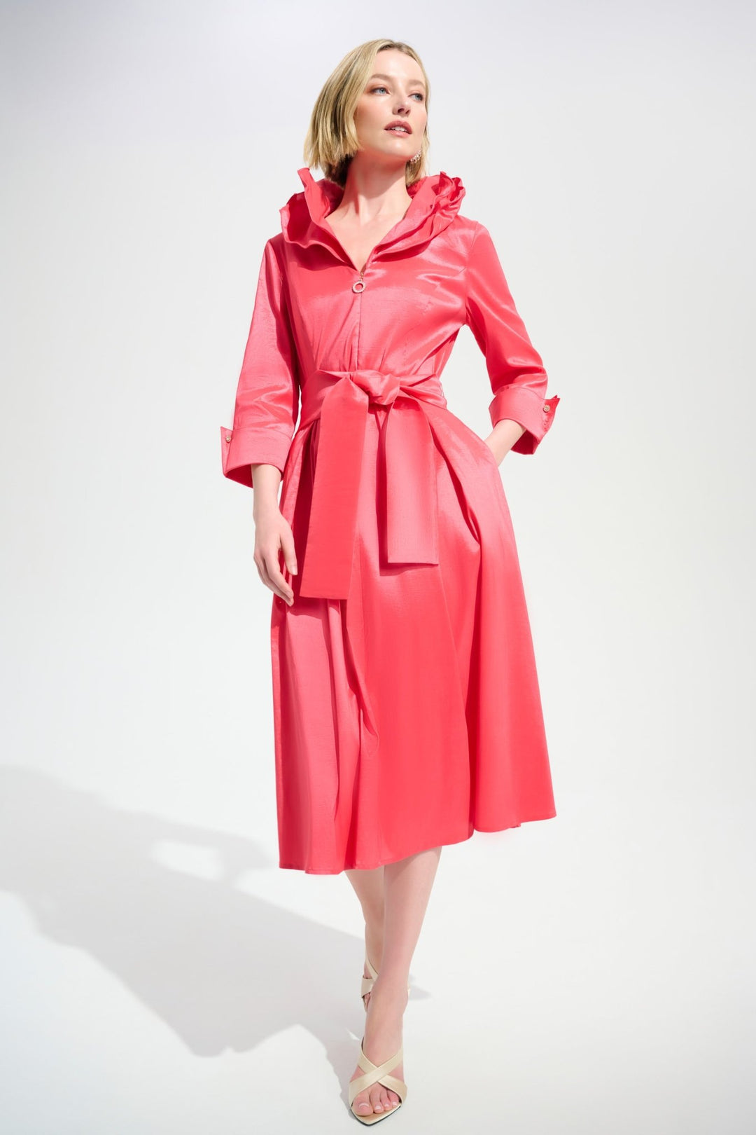 Stretch Taffeta Dress - Coral - JR16 - Pizazz BoutiqueJoseph Ribkoff