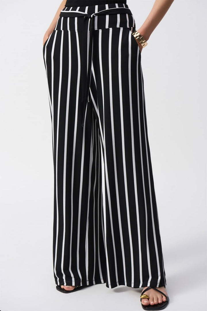 Striped Silky Wide Leg Pant - Black - JR54 - Pizazz BoutiqueJoseph Ribkoff