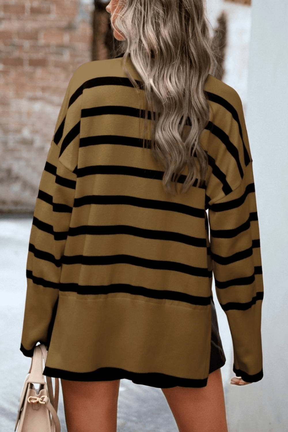 Striped Turtle Neck Knit - Brown - MF13 - Pizazz BoutiqueMutig