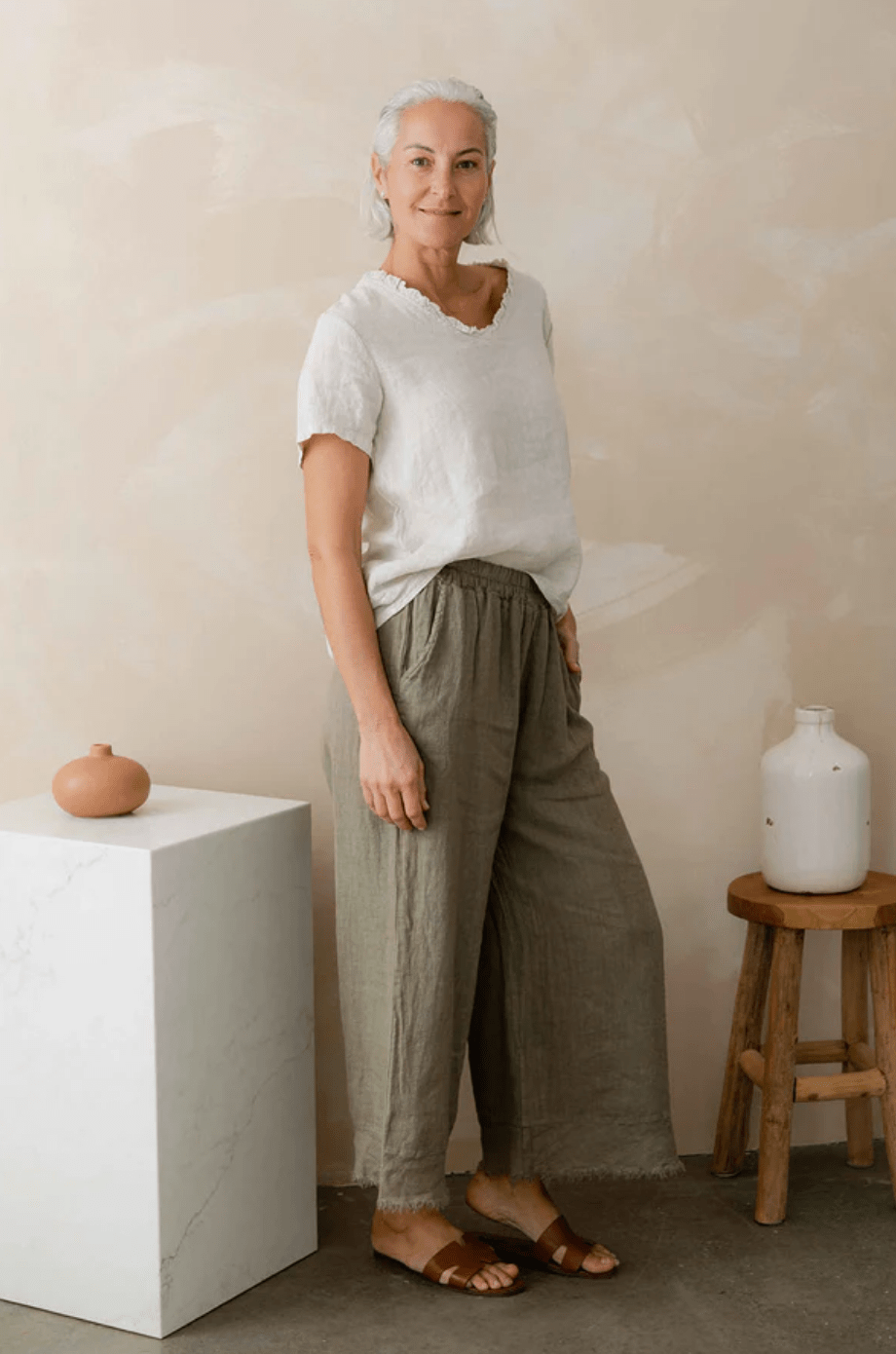 Tara Linen Pant - Olive - IC17 - Pizazz BoutiqueThe Italian Cartel