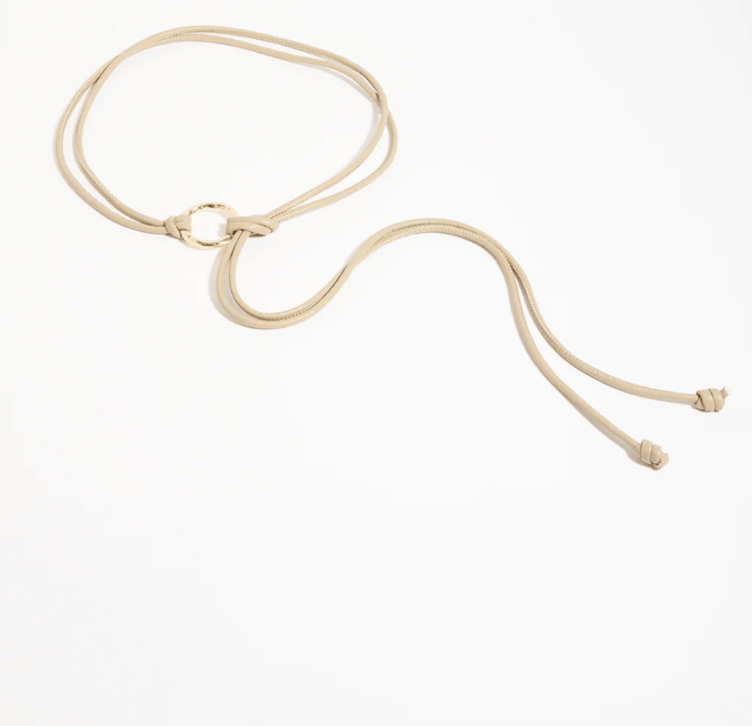 Textured Metal Ring Front Tie Belt - AD58 - Pizazz BoutiqueAdorne