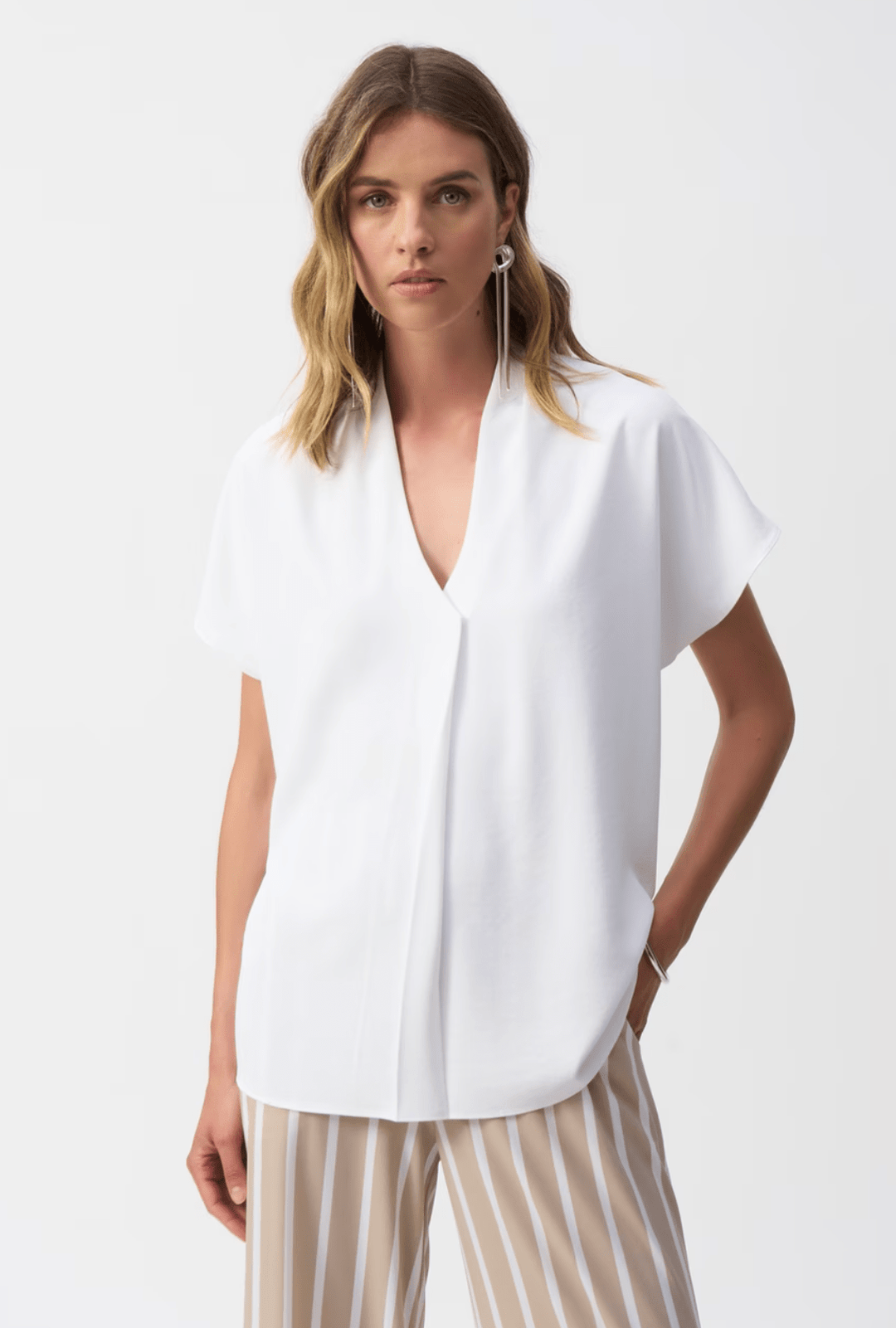 Textured Straight Top - White - JR66 - Pizazz BoutiqueJoseph Ribkoff