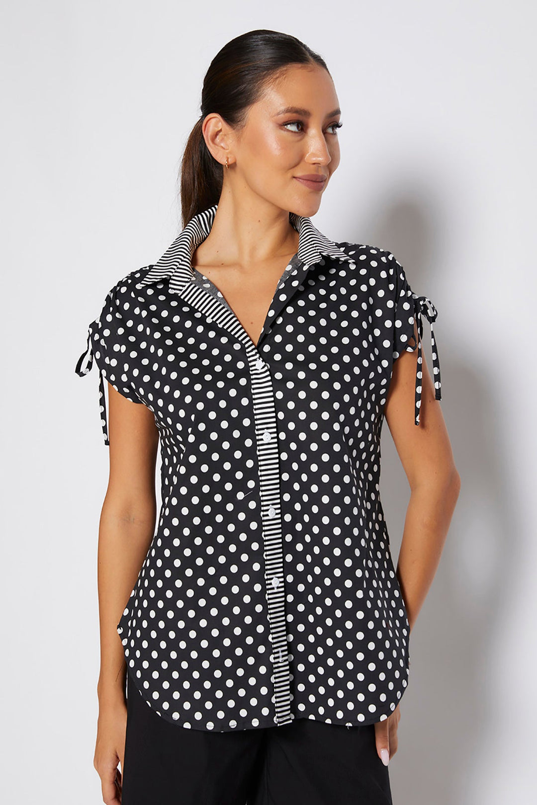 Tie Combo Blouse - Black - PH1 - Pizazz BoutiquePhilosophy