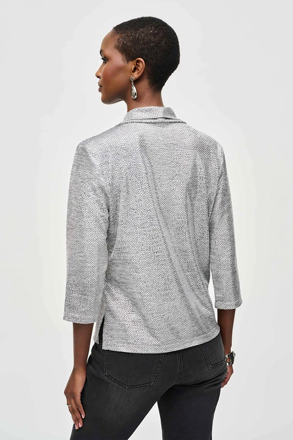 Uma Foiled Cowl Neck Top - Silver - JR19 - Pizazz BoutiqueJoseph Ribkoff