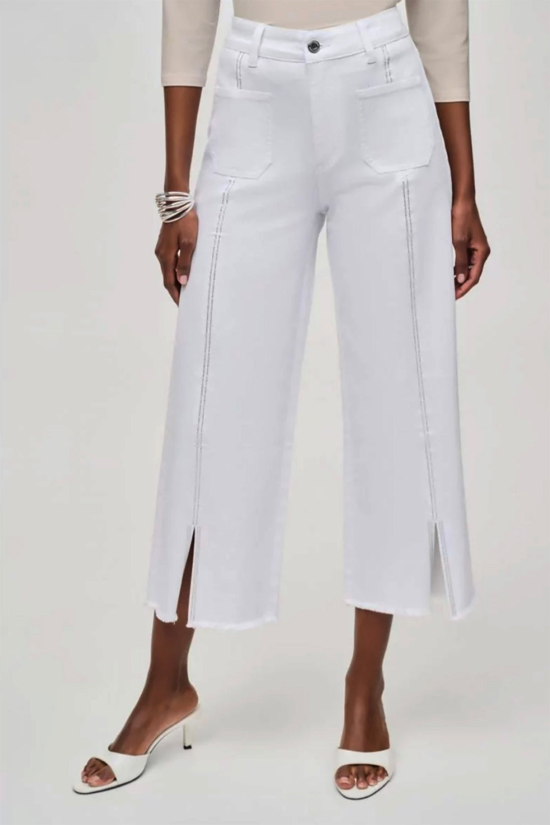 White Embellished Culotte Jeans - JR7 - Pizazz BoutiqueJoseph Ribkoff