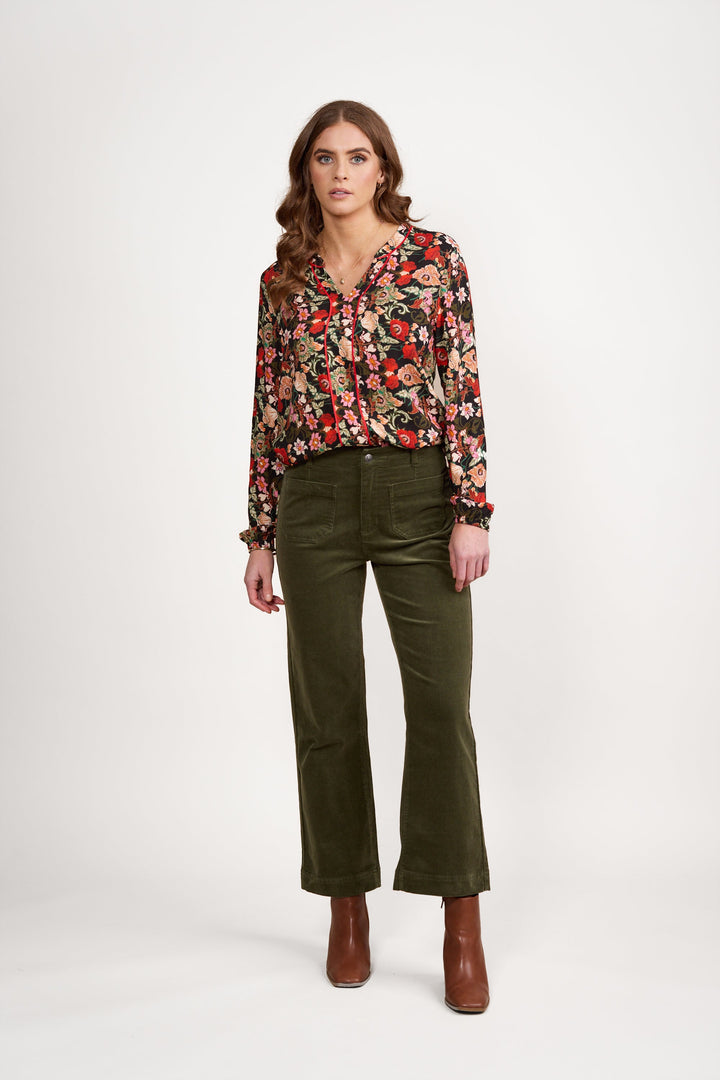 Wide Leg Ankle Grazer Pant - Deep Sage - VA5 - Pizazz BoutiqueVassalli