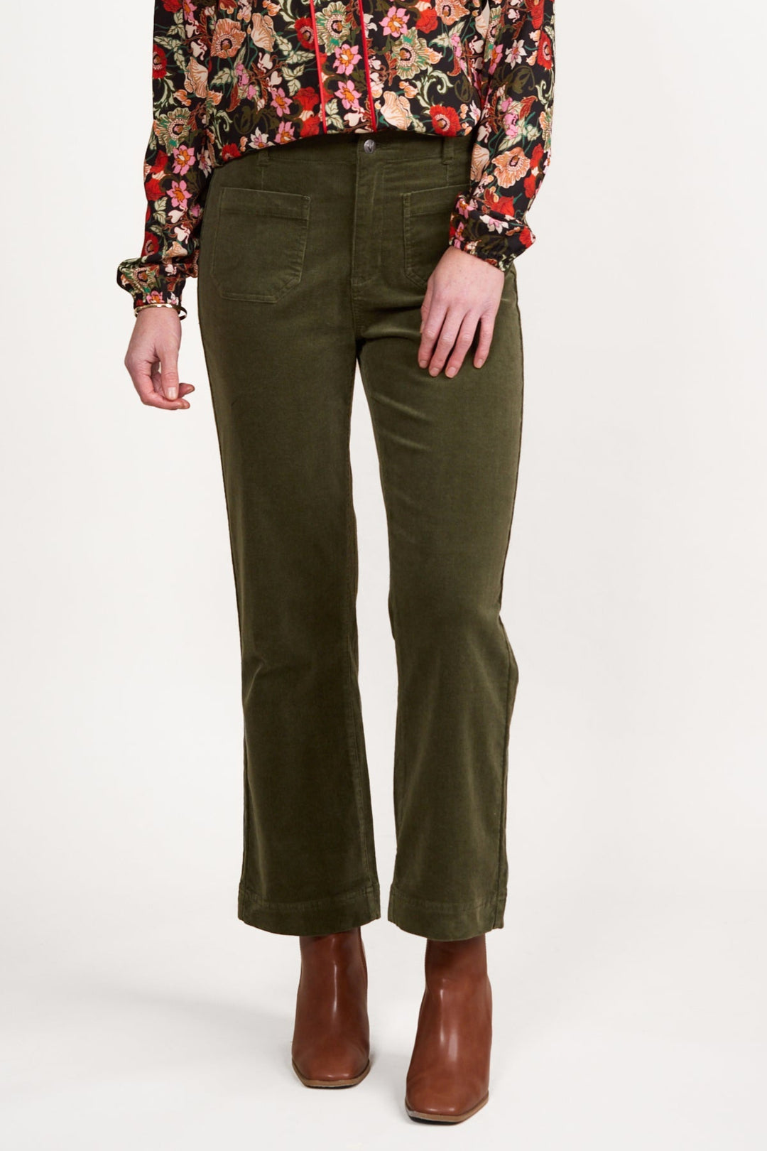 Wide Leg Ankle Grazer Pant - Deep Sage - VA5 - Pizazz BoutiqueVassalli