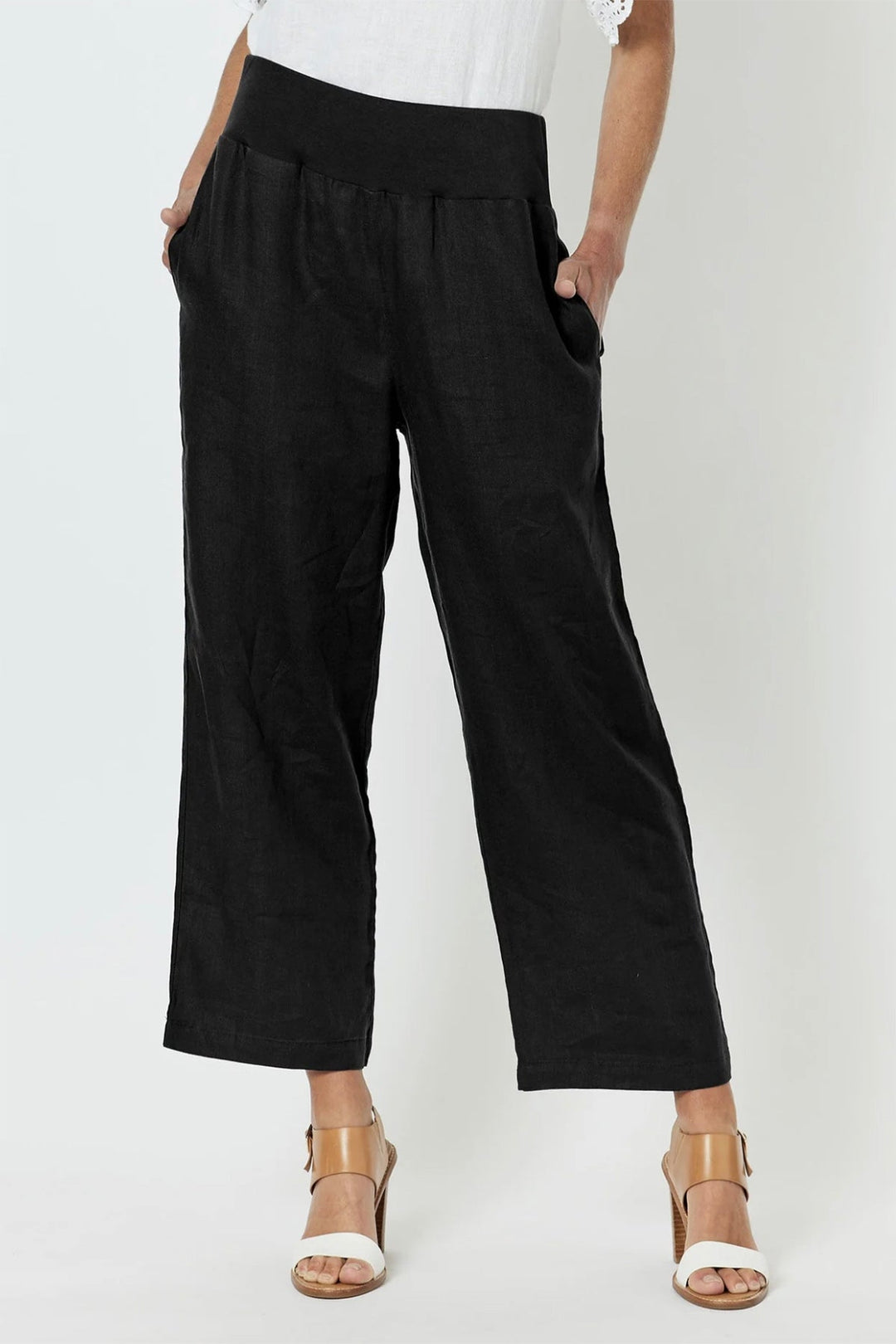 Wide Leg Linen Pant - Black - GS1 - Pizazz BoutiqueGordon smith