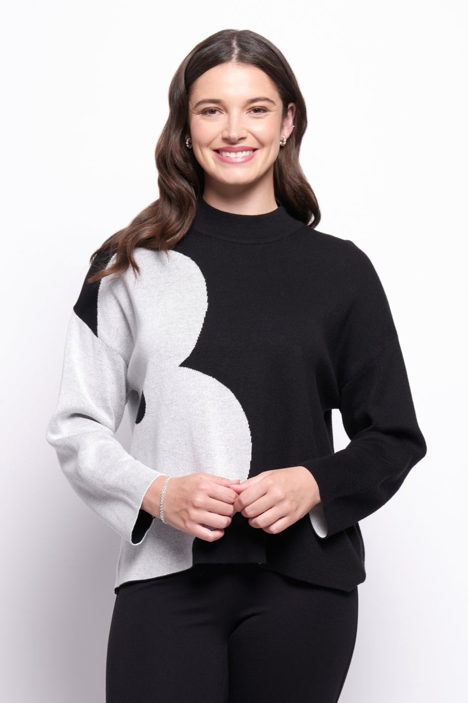 Zip Code Sweater - Mono Flower - F40 - Pizazz BoutiqueFoil