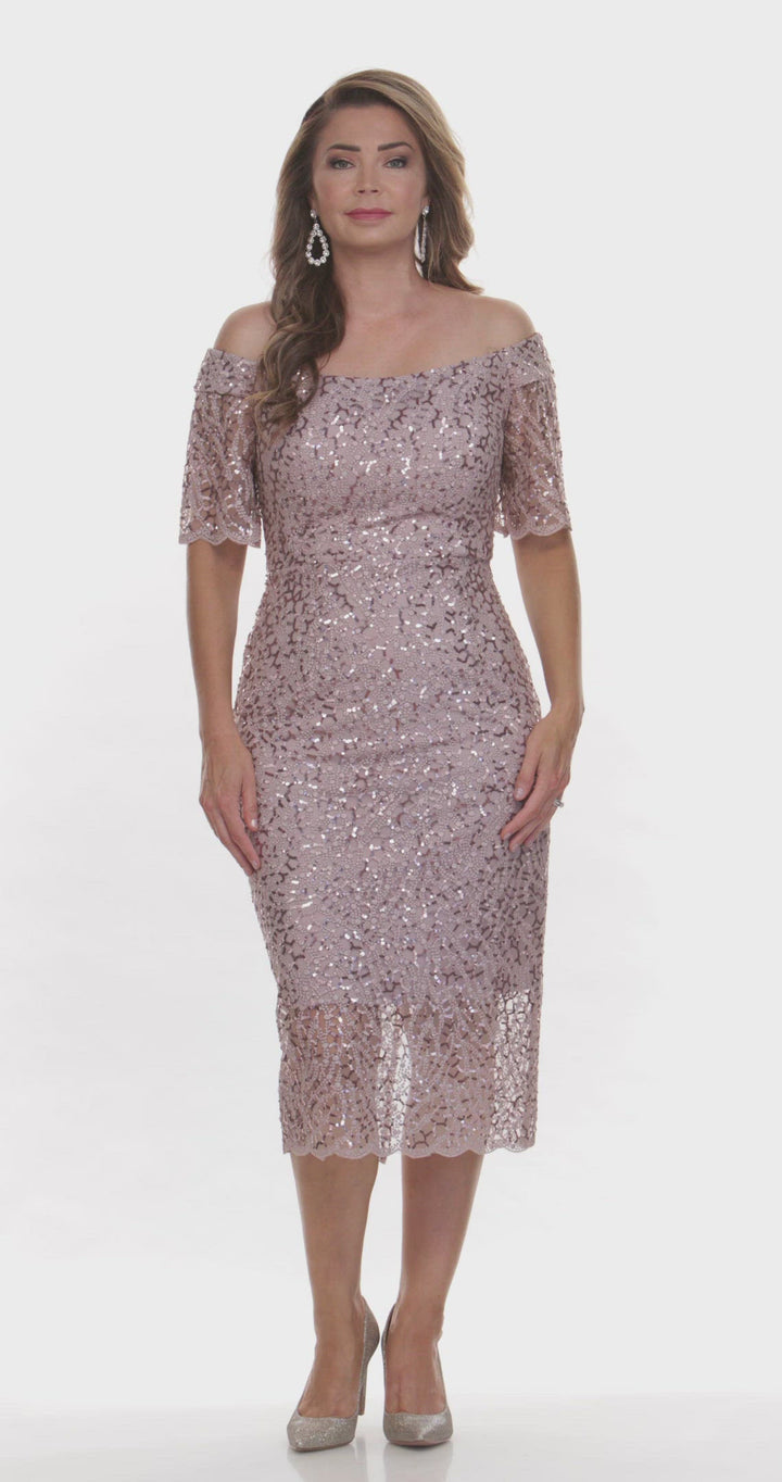 Scalloped Hem Embellished Dress - Pearl - JH10