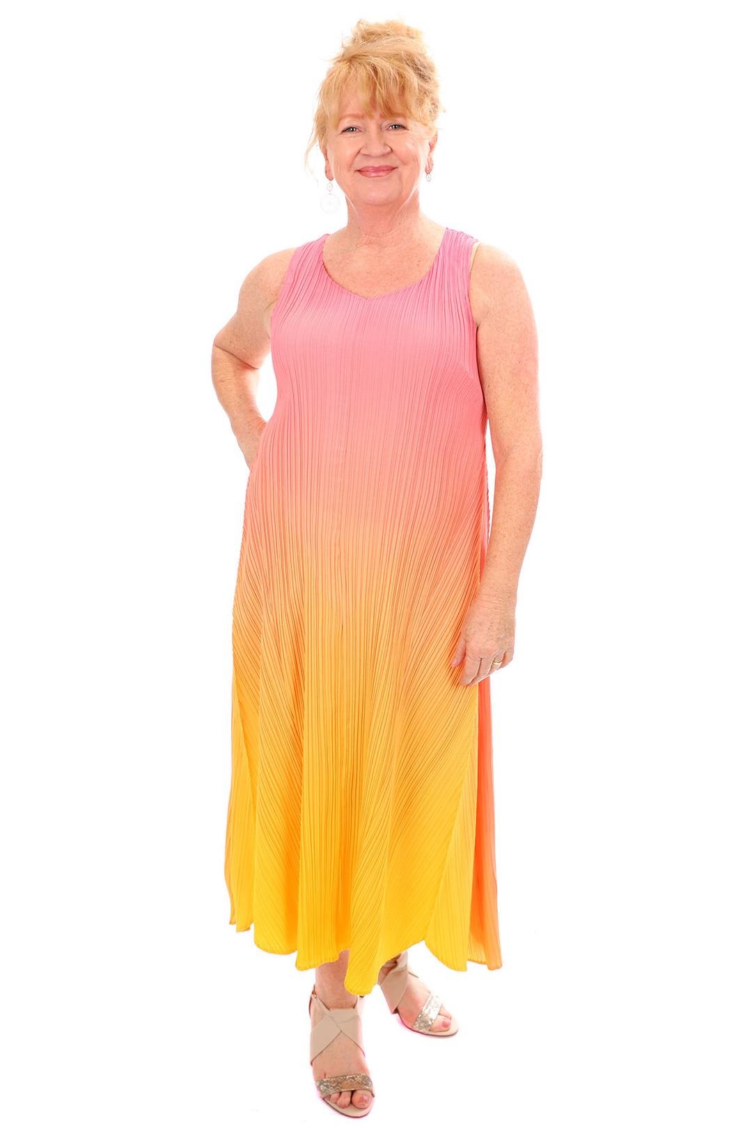 Woman wearing an Alquema Maxi, Sold and shipped from Pizazz Boutique Nelson Bay women's dresses online Australia