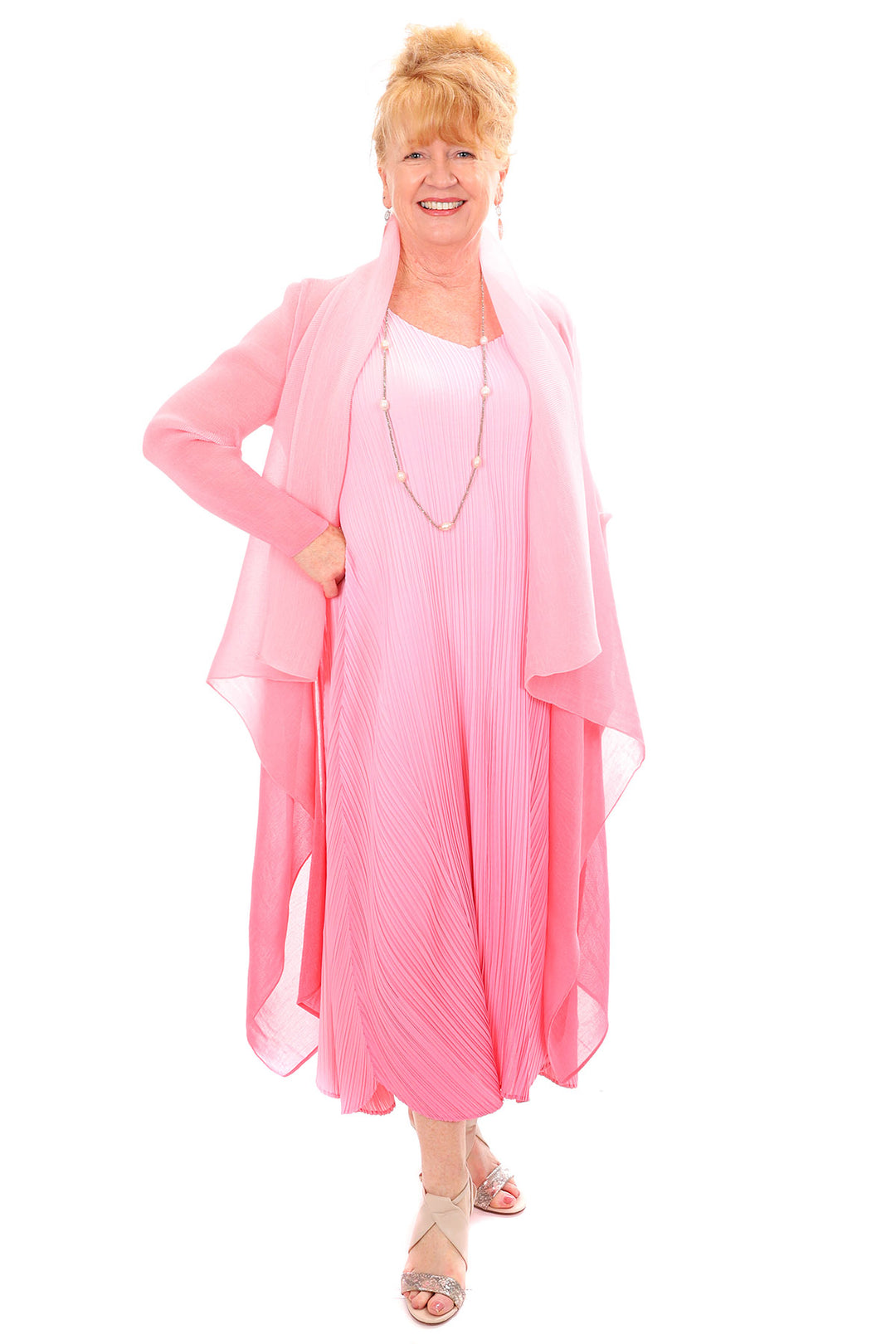 woman wearing an Alquema Maxi in Pink, Sold and shipped from Pizazz Boutique Nelson Bay women's dresses online Australia