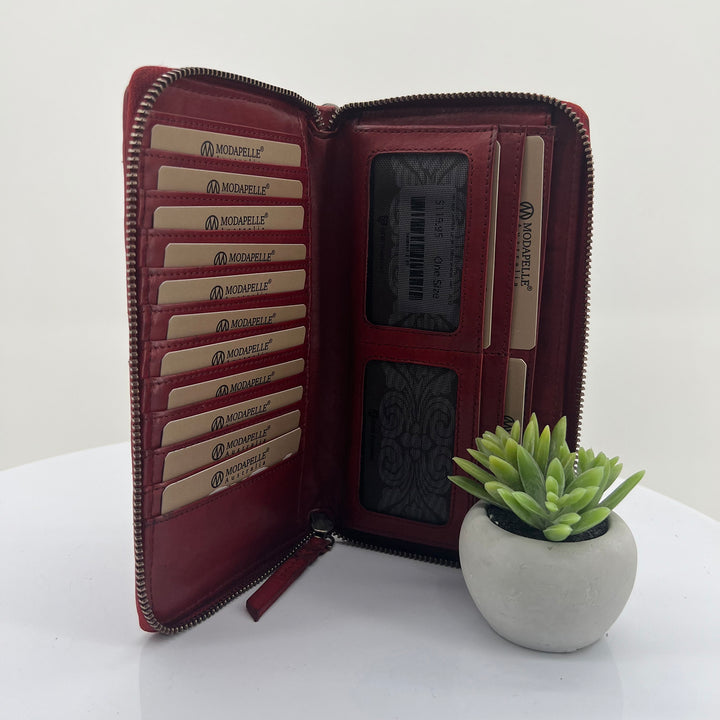Vintage Leather Large Ladies Wallet | Red | ML45