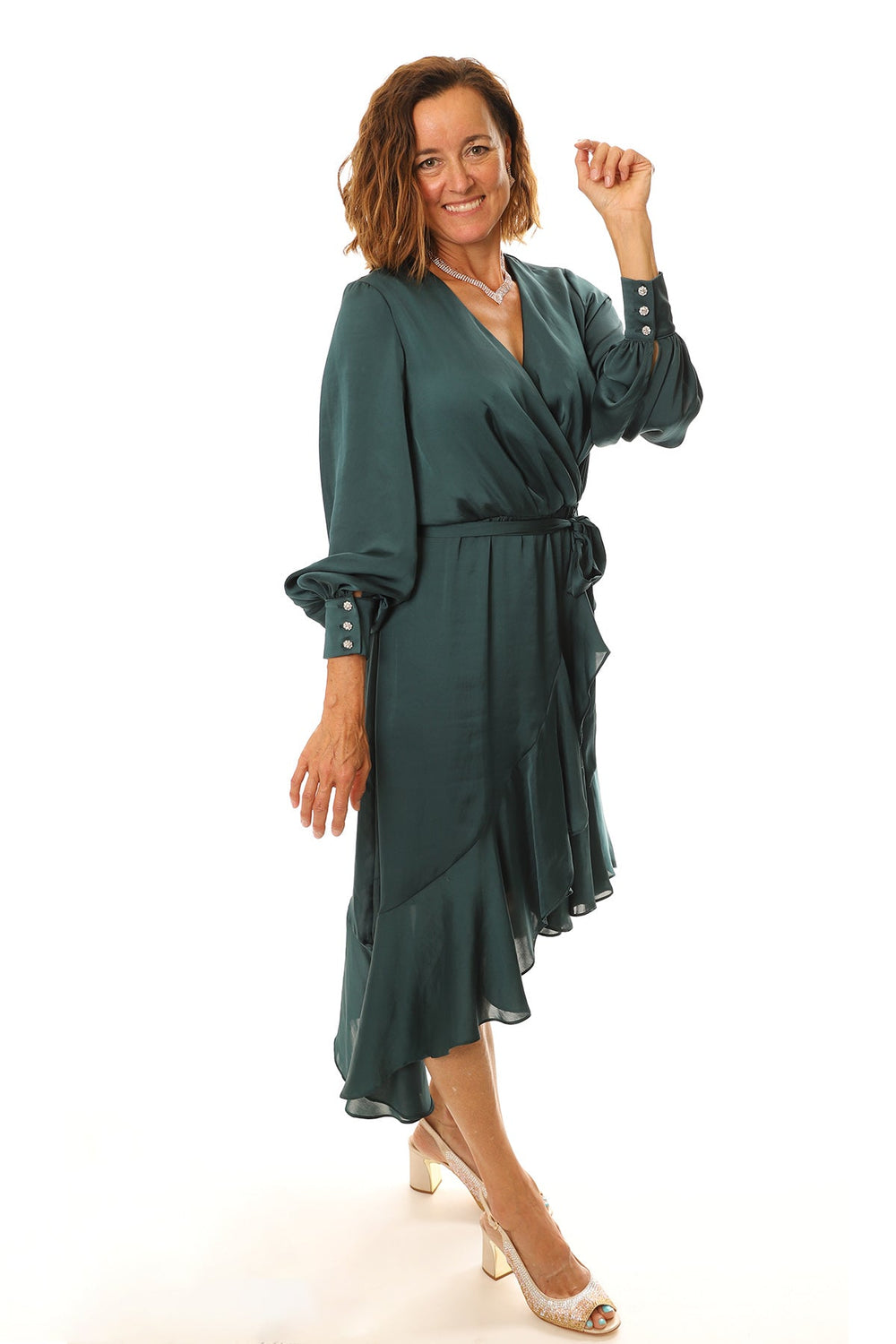 Elegant Silk Dress - Emerald - FL120 - Pizazz BoutiqueFrank Lyman
