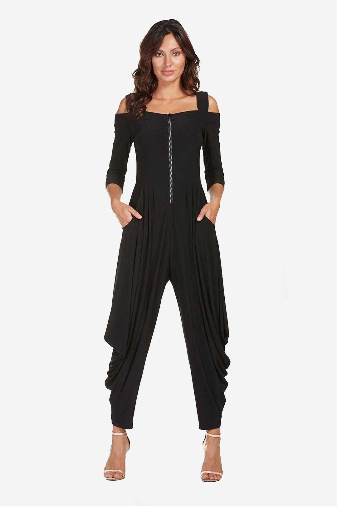 Embellished Zip Jumpsuit - Black - FL98 - Pizazz BoutiqueFrank Lyman