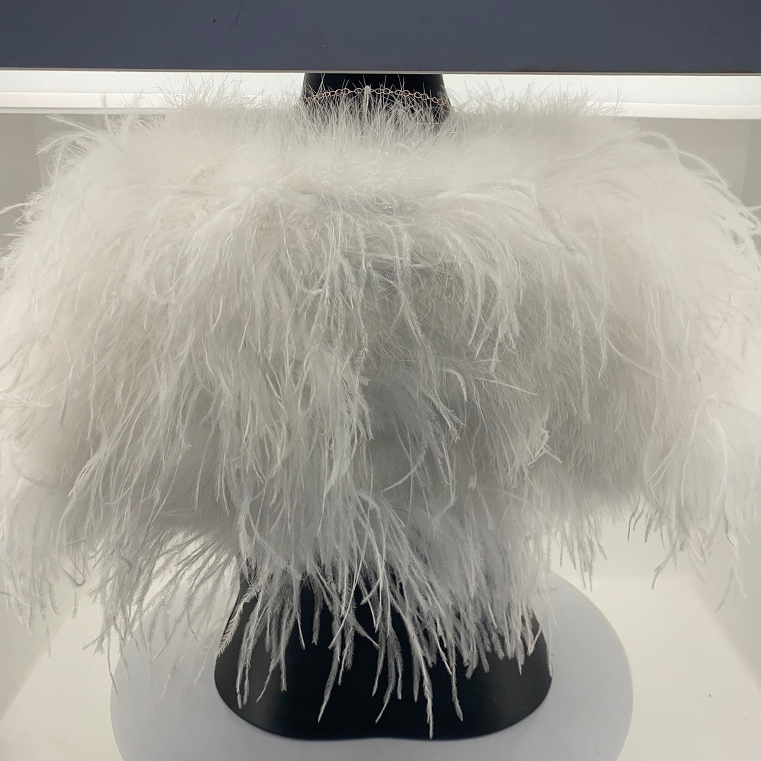 Ostrich Feather Shrug - White - FI2