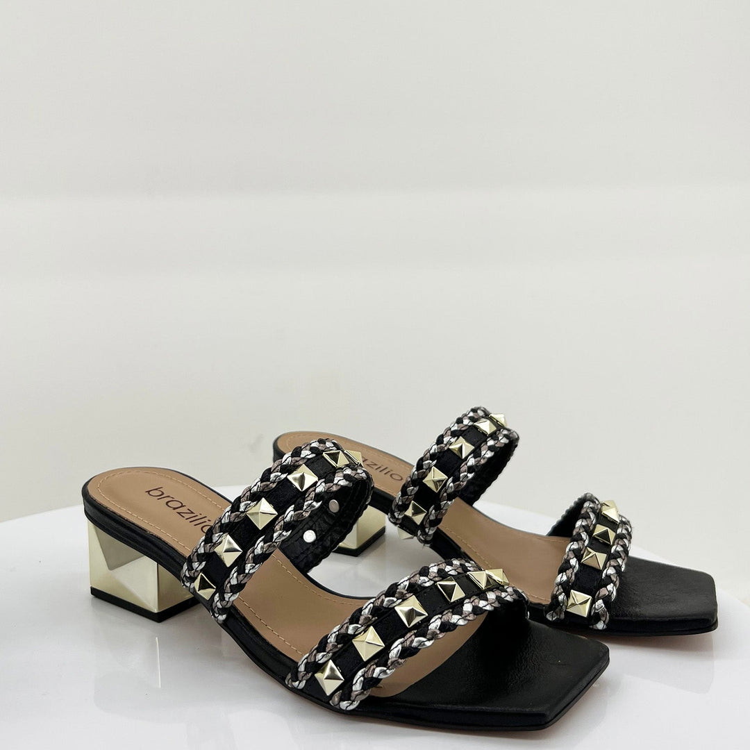 Gold Studded Heel - Black - BZ4 - Pizazz BoutiqueBrazilio