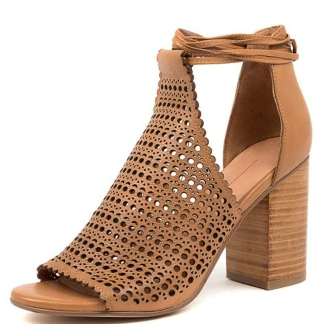 Tan Heel with lace up attachment open toe, block heel. Sold & Shipped By Pizazz Boutique Nelson Bay. 