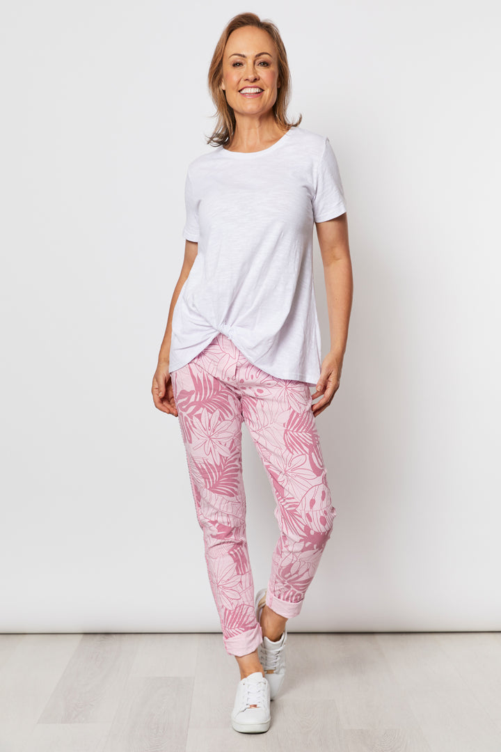 Printed Palm Jeans | Pink | TZ55