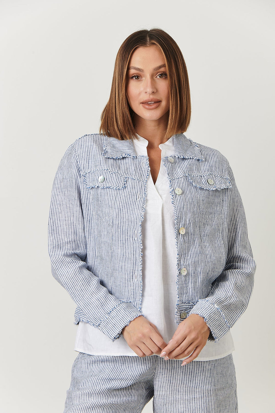 Sail Linen Button Jacket - OJ30 - Pizazz BoutiqueNaturals By O & J
