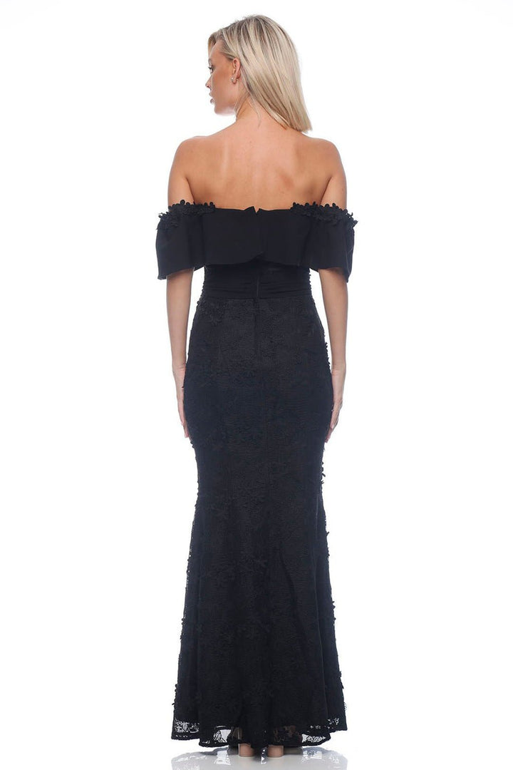Scarlett Off Shoulder Maxi Dress - Black - ROM34 - Pizazz BoutiqueRomance