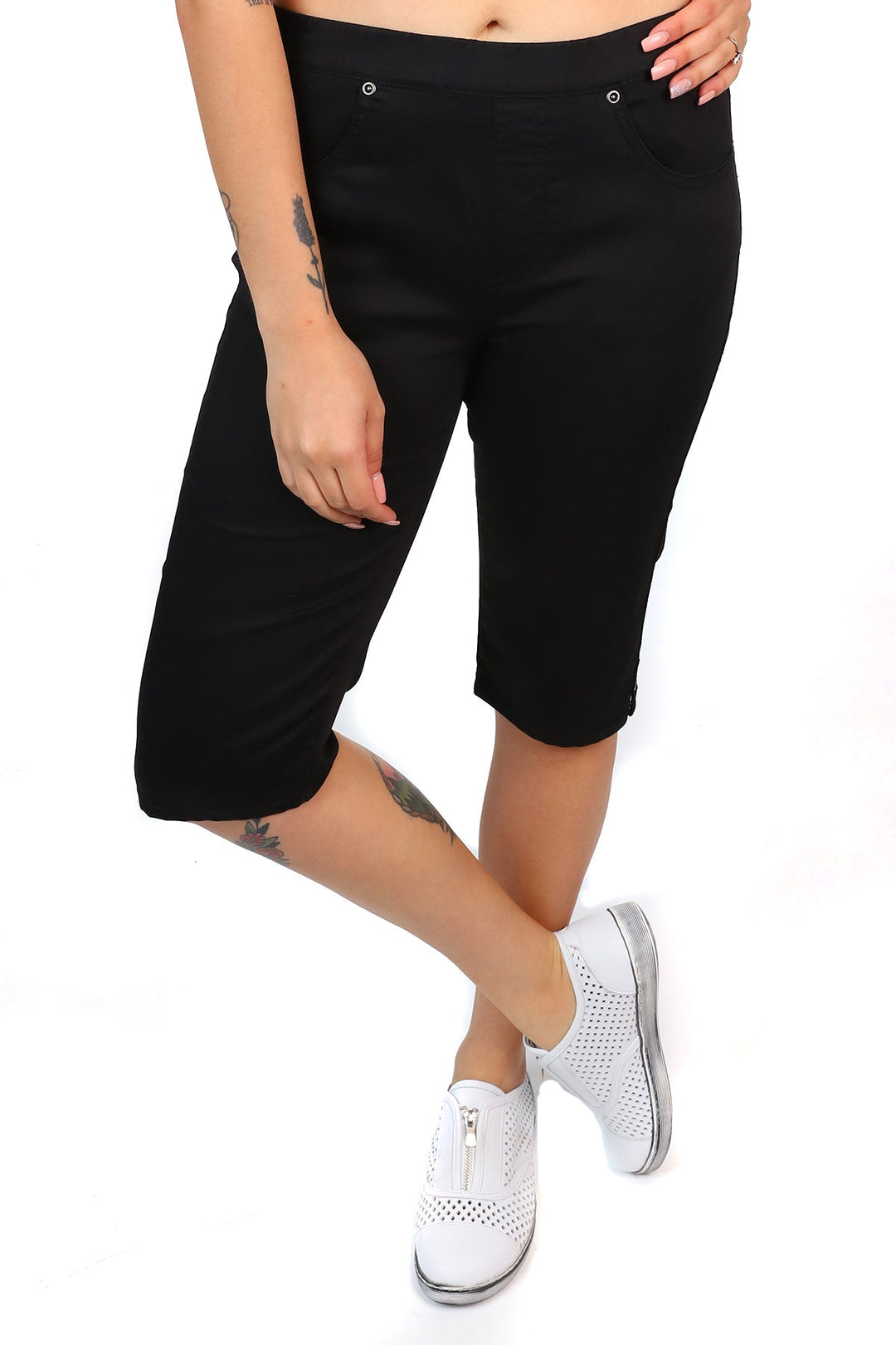 Stretch Pull On Jean Short - Black - CL4 - Pizazz BoutiqueCafe Latte