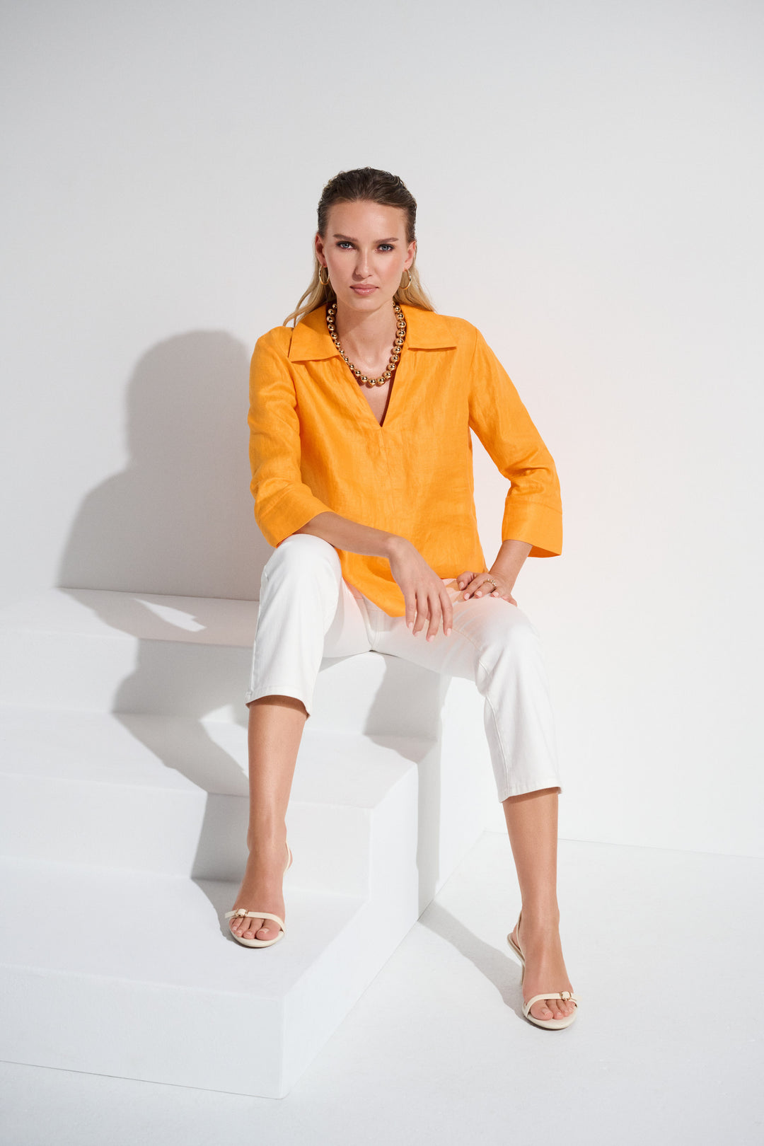 Linen Boxy Top - Apricot - JR49