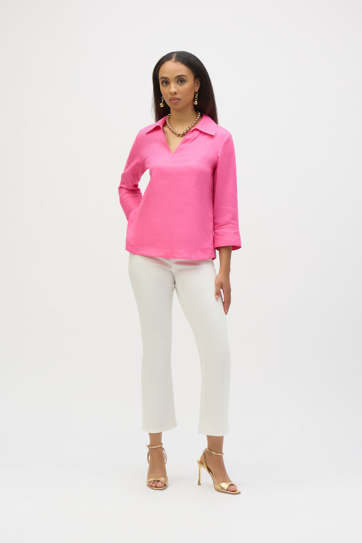 Linen Boxy Top - Bubble Gum - JR49