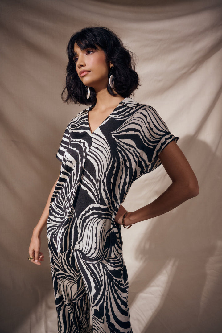 Satin Abstract Top - JR41