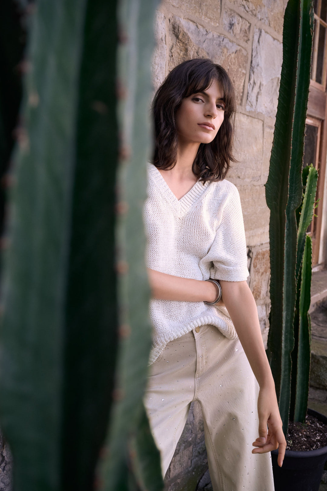 Lurex Relaxed Knit - Vanilla - JR34