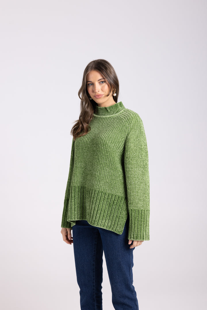 Rib Mock Neck Knit - Kiwi  - TT63