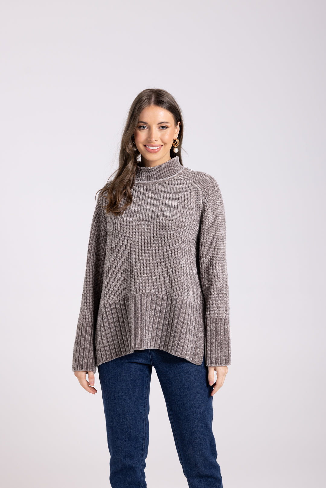 Rib Mock Neck Knit - Mocca - TT63