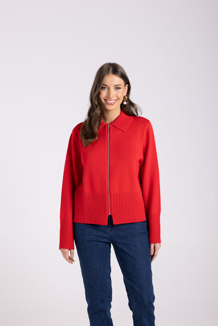 Zip Through Cardigan - Poppy - TT62